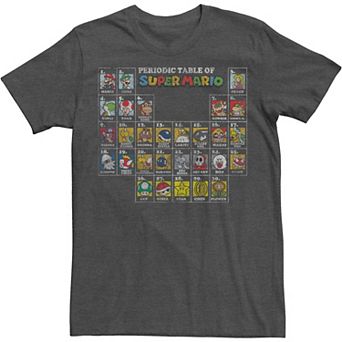 Big & Tall Nintendo Mushroom Table Periodic Table Tee