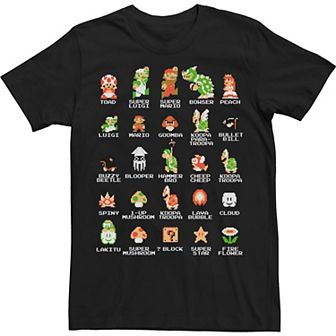 Big & Tall Nintendo Pixel Cast Vintage Gaming Group Shot Tee