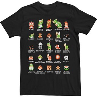 Big & Tall Nintendo Pixel Cast Vintage Gaming Group Shot Tee