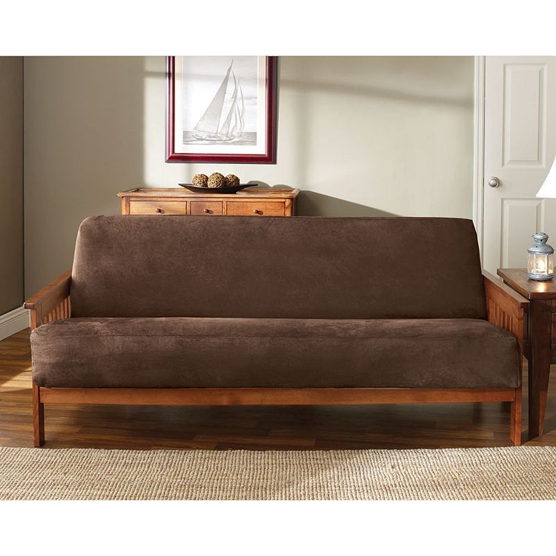 Soft Futon Cover Chocolate - Sure Fit: Durable Slipcover, Machine Washable, Indoor Use