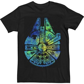 Big & Tall Star Wars Millennium Falcon Water Color Ink Splatter Tee