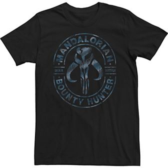 Big & Tall Star Wars The Mandalorian Skull Wrap Around Logo Tee