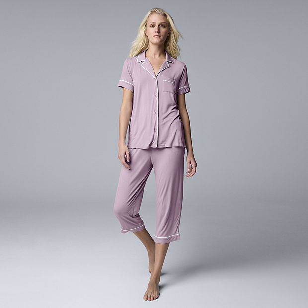 Women's Simply Vera Vera Wang Basic Luxury Notch Collar Pajama