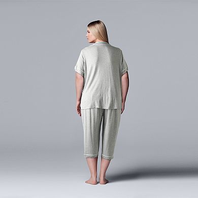 Plus Size Simply Vera Vera Wang Luxury Pajama Shirt & Pajama Capris Set 