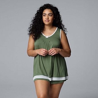 Plus Size Simply Vera Vera Wang Basic Luxury Pajama Shirt & Pajama Capris Set