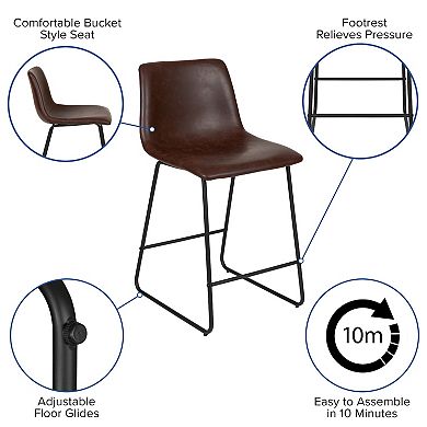 Flash Furniture Faux Leather Counter Stool 2-piece Set