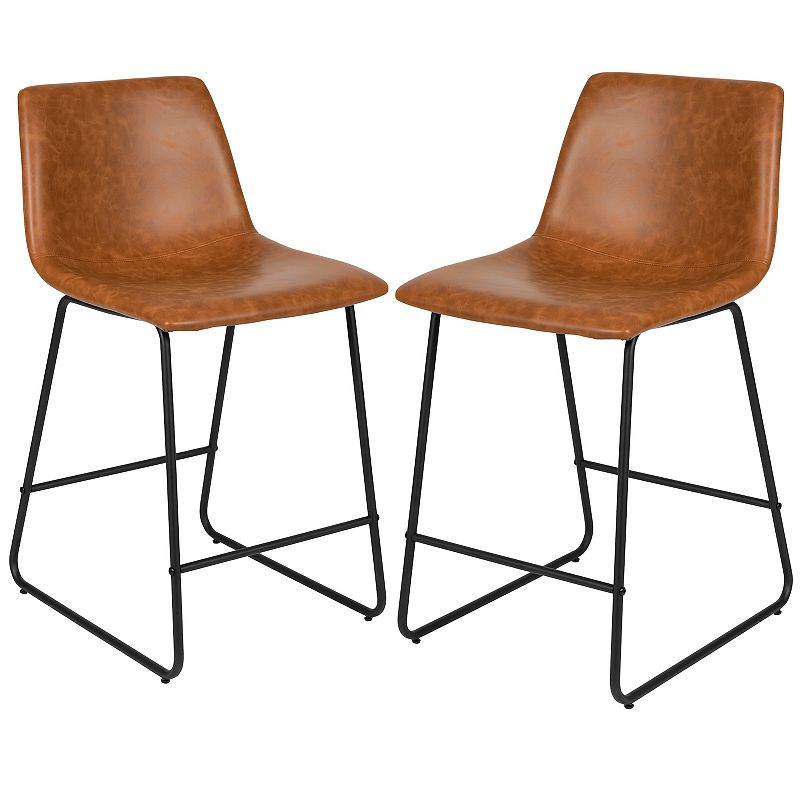 34064217 Flash Furniture Faux Leather Counter Stool 2-piece sku 34064217