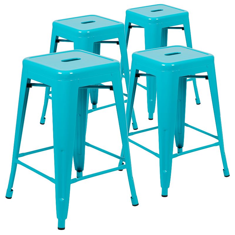 Flash Furniture Industrial Counter Stool 4-piece Set, Blue
