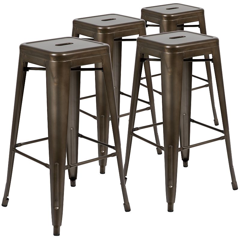 Flash Furniture Industrial Bar Stool 4-piece Set, Grey