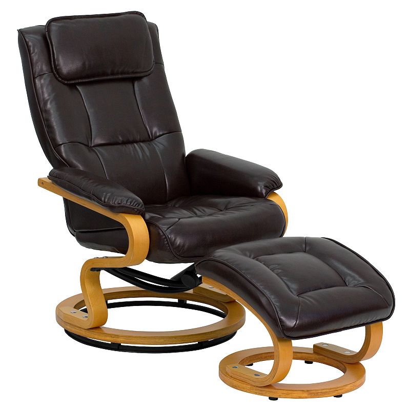 Flash Furniture Adjustable Swivel Recliner Chair & Ottoman 2-piece Set, Bro