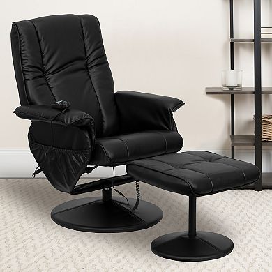 Flash Furniture Adjustable Massage Recliner Chair & Ottoman 2-piece Set