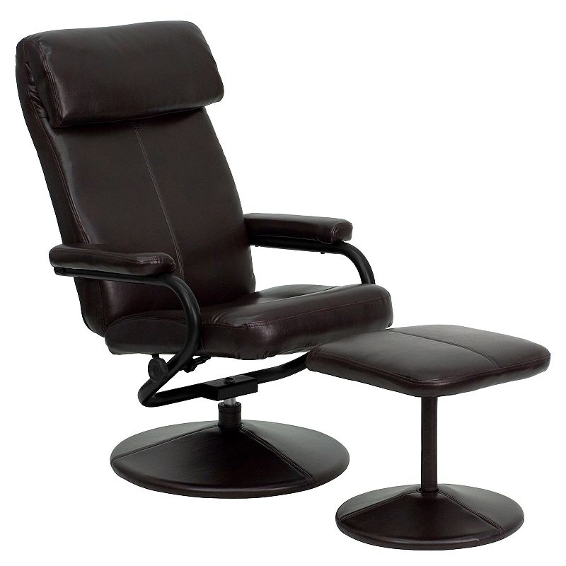 Flash Furniture Sleek Recliner Chair & Ottoman 2-piece Set, Brown