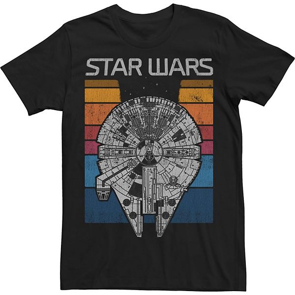 Big & Tall Star Wars Millennium Falcon Retro Stripes Logo Tee