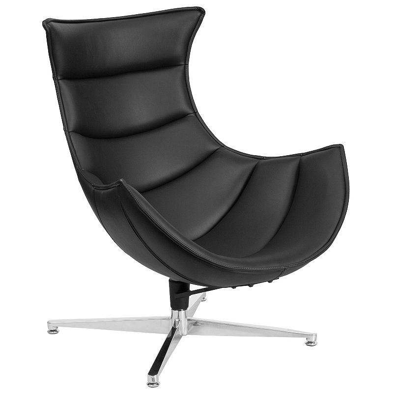 Flash Furniture Cocoon Swivel Accent Chair, Black