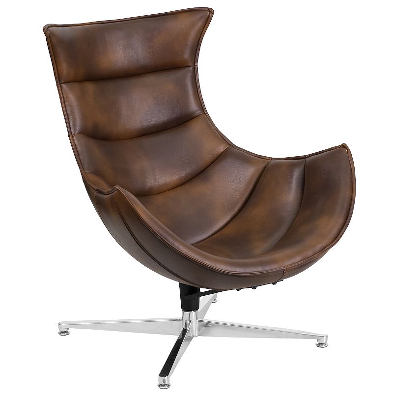 Flash Furniture Cocoon Swivel Accent Chair, Brown