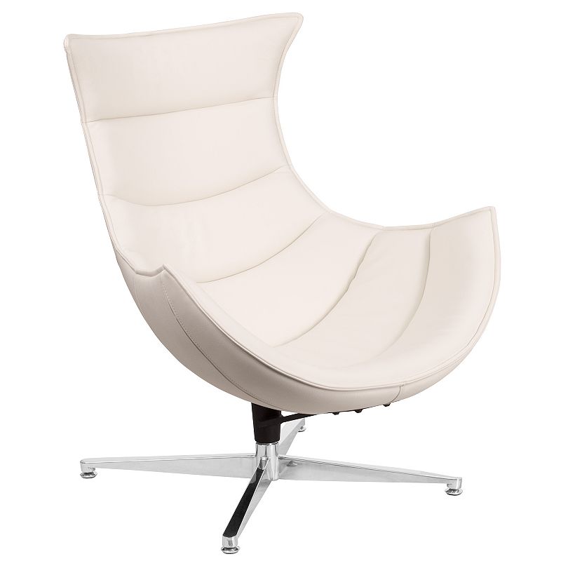Flash Furniture Cocoon Swivel Accent Chair, White