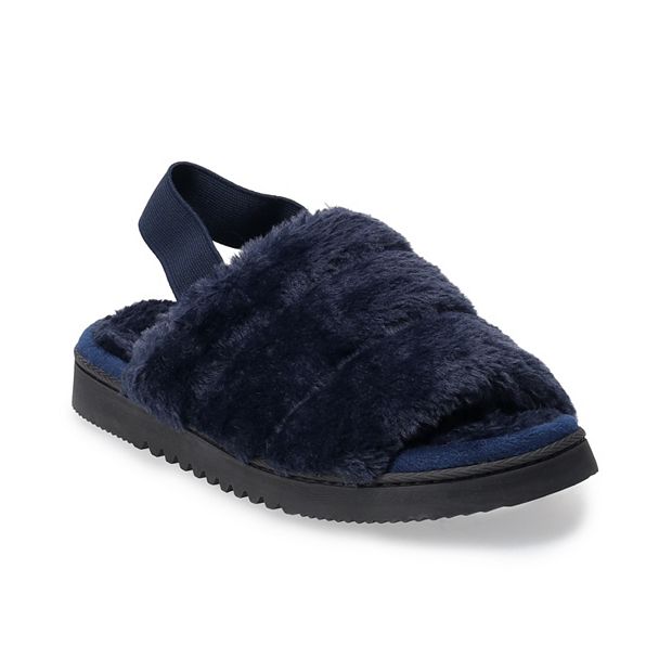 Fur slides with strap on online back