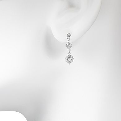 LC Lauren Conrad Cubic Zirconia Nickel Free Tri-Stone Round Drop Earrings