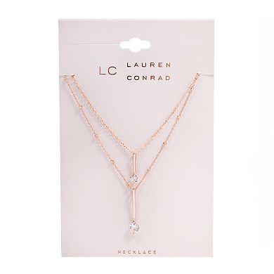 LC Lauren Conrad Cubic Zirconia Embellished Chain Two-Row Necklace