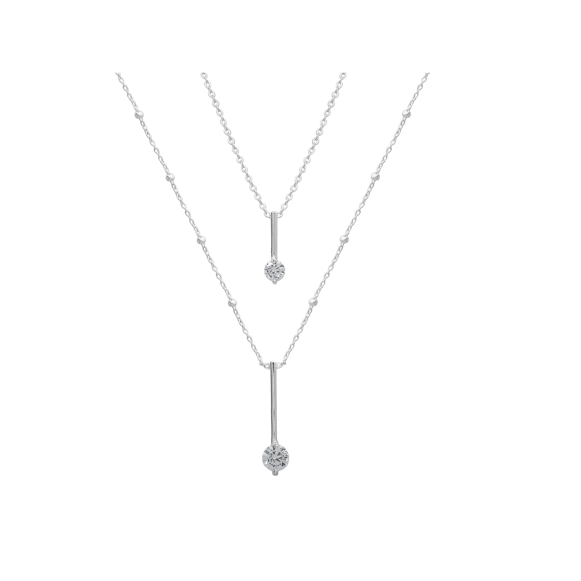 LC Lauren Conrad Cubic Zirconia Embellished Chain Two-Row Necklace, Womens