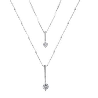 LC Lauren Conrad Cubic Zirconia Embellished Chain Two-Row Necklace