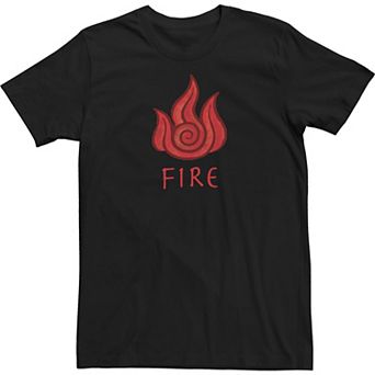 Big & Tall Nickelodeon Avatar The Last Airbender Fire Element Symbol Text Sketch Tee