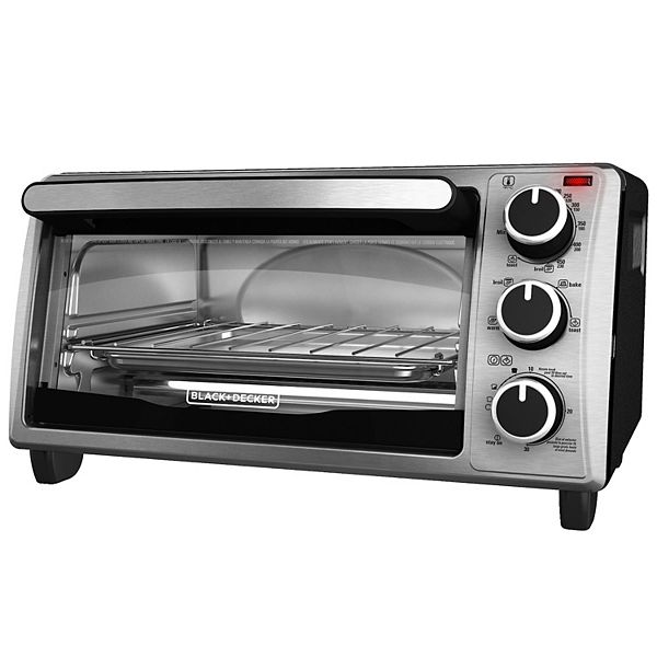 BLACK+DECKER 4-Slice Convection Oven, Stainless Steel, Curved Interior fits  a 9 inch Pizza, TO1313SBD