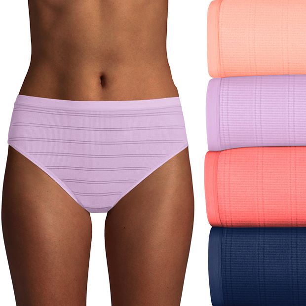 Hanes Women's Ultimate Cotton Comfort Hi Cut Panties 4-Pack, Size 7/L -  Pink