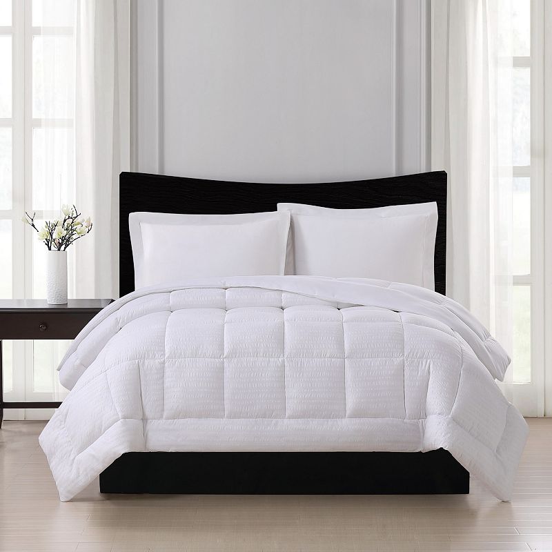 London Fog Embossed Stripe Seersucker Down Alternative Comforter, Full/Queen