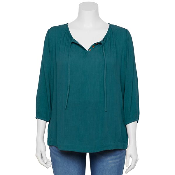 Plus Size Sonoma Goods For Life® Shirred Placket Blouse