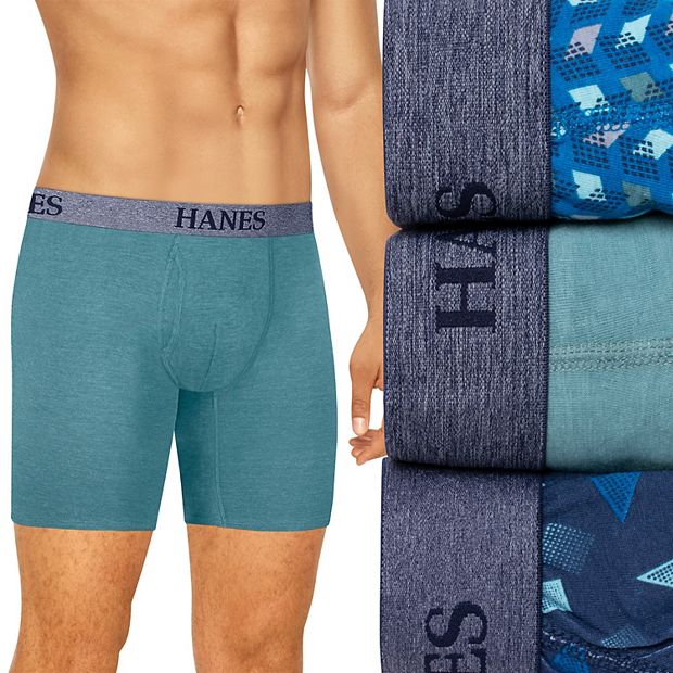 Hanes Ultimate Men's Stretch Boxer Brief Underwear, Moisture Wicking,  Assorted, 5-Pack