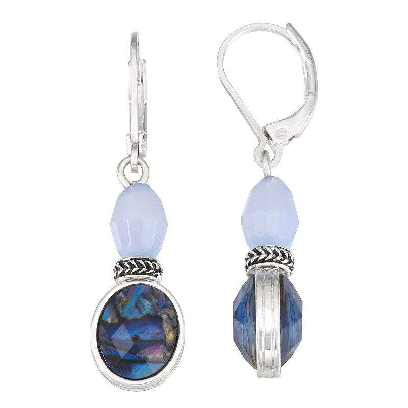 Napier Silver Tone Blue Simulated Stone Beaded Drop Earrings, Womens