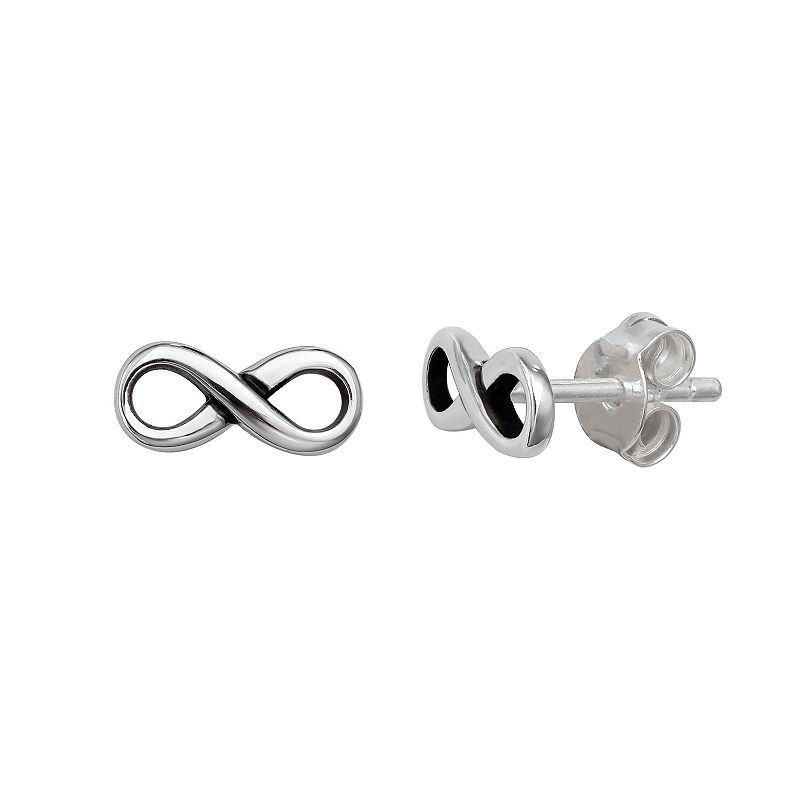 PRIMROSE Sterling Silver Oxidized Infinity Stud Earrings, Womens, Grey