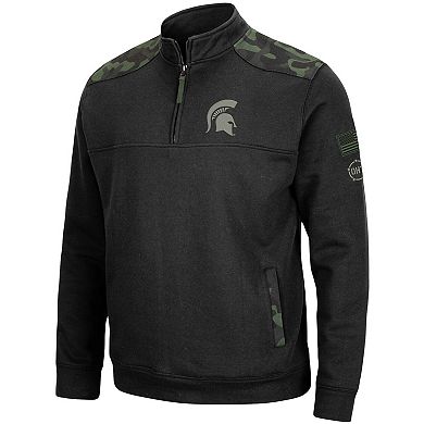 Men's Colosseum Black Michigan State Spartans OHT Military Appreciation Commo Fleece Quarter-Zip Jacket