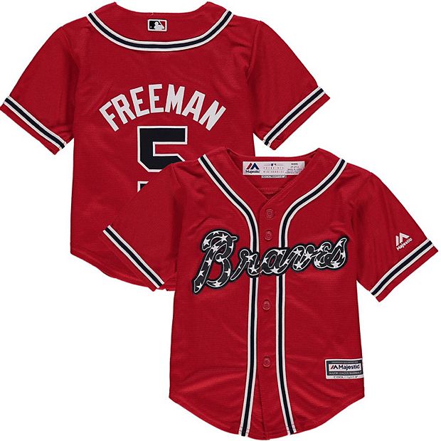 Men's Atlanta Braves Freddie Freeman Majestic Red Official Cool Base Player  Jersey