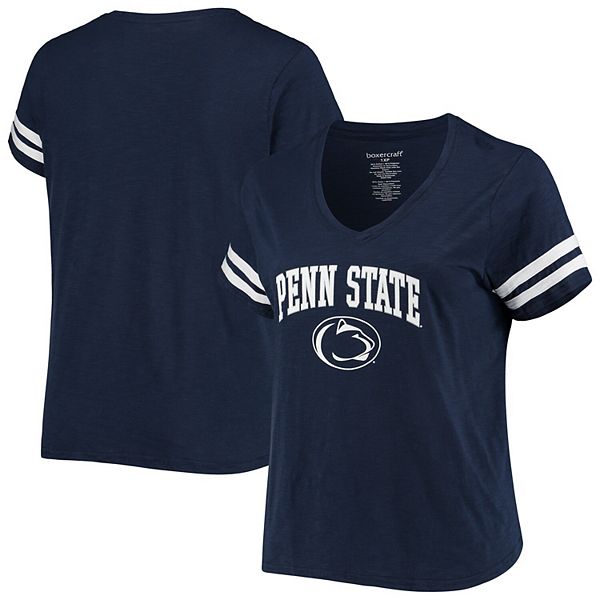 Women s Navy Penn State Nittany Lions Plus Size Sporty Slub V Neck