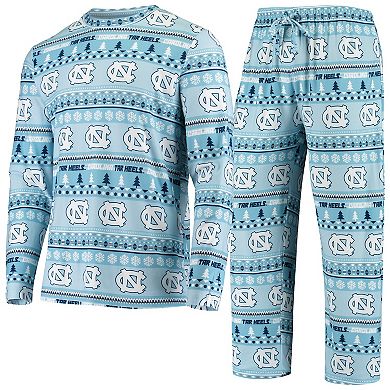 Men's Concepts Sport Carolina Blue North Carolina Tar Heels Ugly Sweater Knit Long Sleeve Top and Pant Set