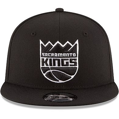 Men's New Era Black Sacramento Kings Black & White Logo 9FIFTY Adjustable Snapback Hat