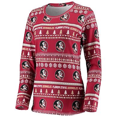 Women's Concepts Sport Garnet Florida State Seminoles Holiday Long Sleeve Top & Pants Sleep Set