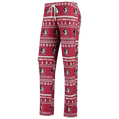 Women's Concepts Sport Garnet Florida State Seminoles Holiday Long Sleeve Top & Pants Sleep Set