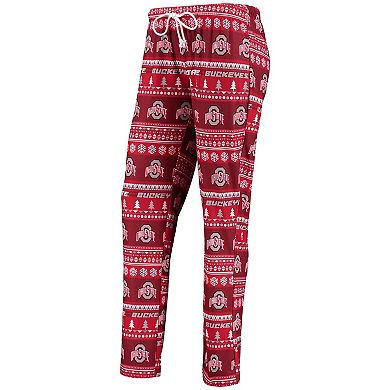 Women's Concepts Sport Scarlet Ohio State Buckeyes Holiday Long Sleeve T-Shirt & Pants Sleep Set