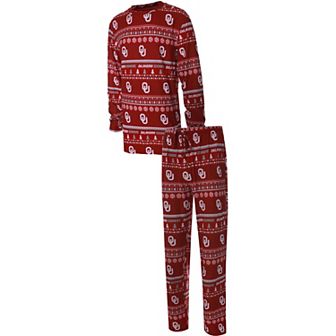 Men's Concepts Sport Crimson Oklahoma Sooners Ugly Sweater Knit Long Sleeve Top and Pant Set