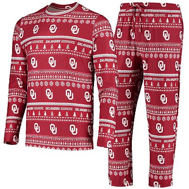 Men's Concepts Sport Crimson Oklahoma Sooners Ugly Sweater Knit Long Sleeve Top and Pant Set