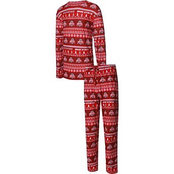 Men's Concepts Sport Scarlet Ohio State Buckeyes Ugly Sweater Knit Long Sleeve Top and Pant Set