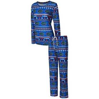 Women's Concepts Sport Royal Florida Gators Holiday Long Sleeve T-Shirt & Pants Sleep Set