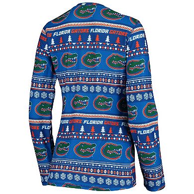 Women's Concepts Sport Royal Florida Gators Holiday Long Sleeve T-Shirt & Pants Sleep Set