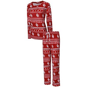 Women's Concepts Sport Crimson Oklahoma Sooners Holiday Long Sleeve T-Shirt & Pants Sleep Set