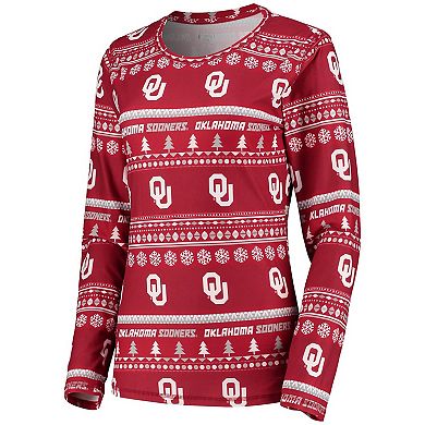 Women's Concepts Sport Crimson Oklahoma Sooners Holiday Long Sleeve T-Shirt & Pants Sleep Set