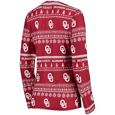 Women's Concepts Sport Crimson Oklahoma Sooners Holiday Long Sleeve T-Shirt & Pants Sleep Set
