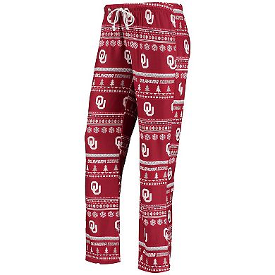 Women's Concepts Sport Crimson Oklahoma Sooners Holiday Long Sleeve T-Shirt & Pants Sleep Set